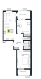 Двухкомнатная в Литер 1