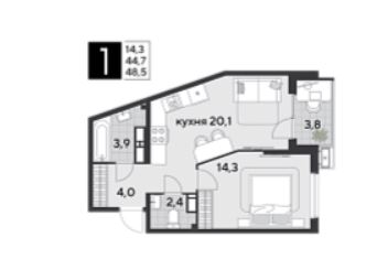 Однокомнатная в Литер 21