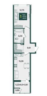 Однокомнатная в Дом 10 очередь 3
