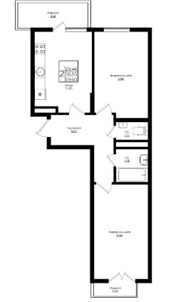 Двухкомнатная в Литер 1