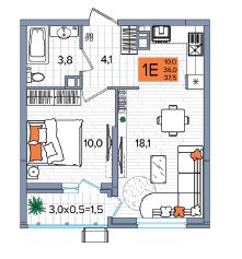 Однокомнатная в Литер 1 очередь 2