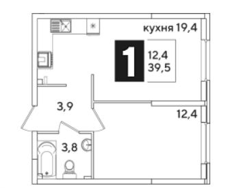 Однокомнатная в Литер 44