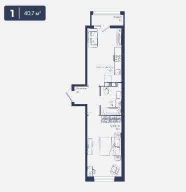 Однокомнатная в Литер 6.2