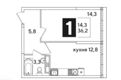 Однокомнатная в Литер 39