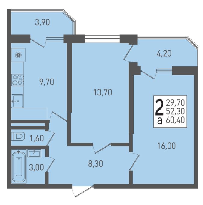 Двухкомнатная в Литер 1