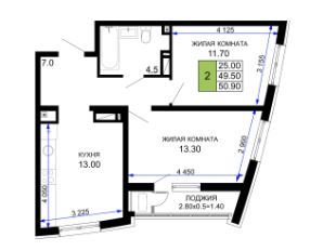 Двухкомнатная в Литер 23