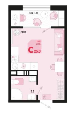 Студия в Квартал 1.4 Литер 2