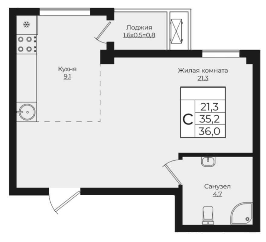 Однокомнатная в Литер 3