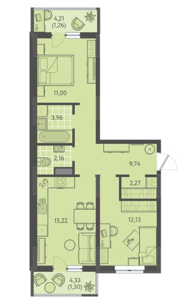 Двухкомнатная в Литер 5 очередь 2 