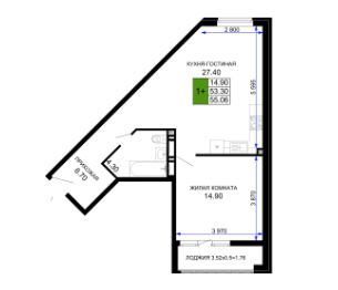 Однокомнатная в Литер 2 