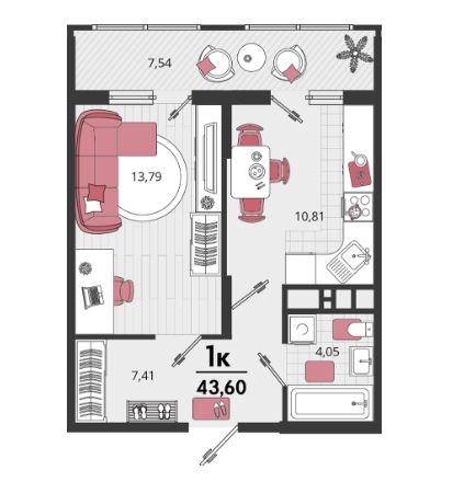 Однокомнатная в Литер 16