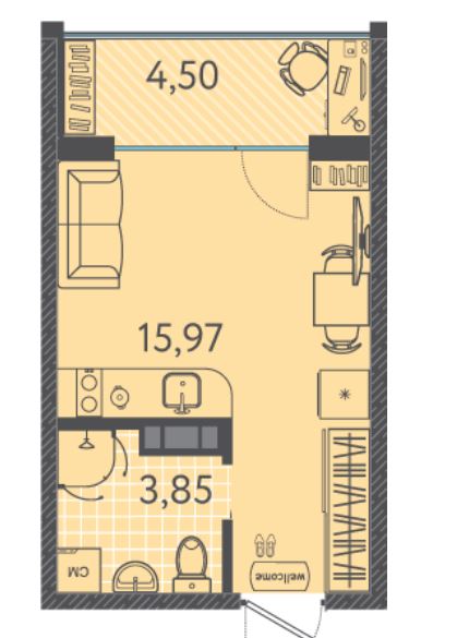 Студия в Литер 7 очередь 2