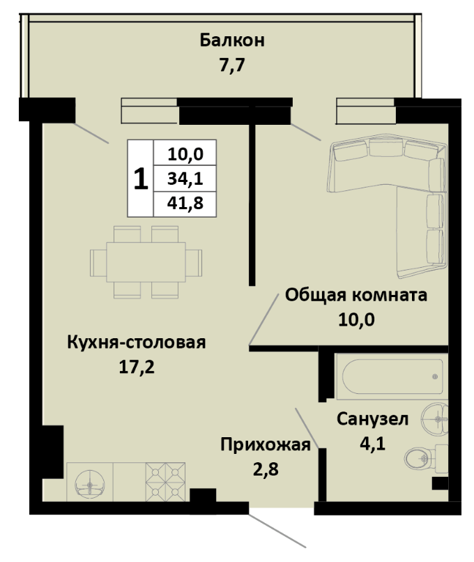 Однокомнатная в Литер 2