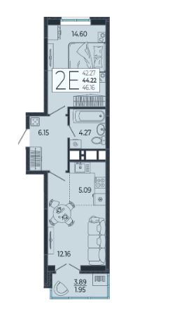 Однокомнатная в Литер 1