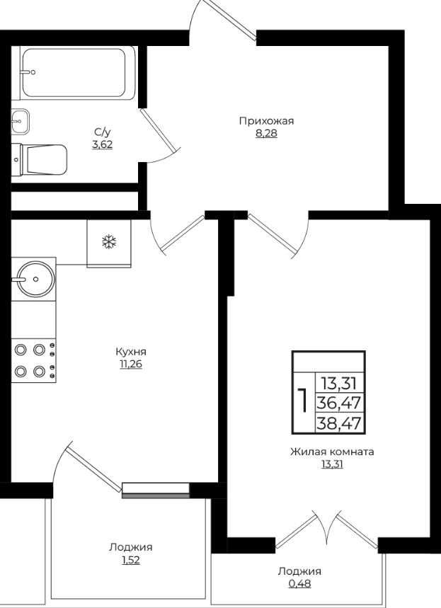 Однокомнатная в Литер 4