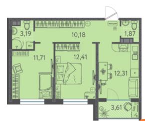 Двухкомнатная в Литер 5 очередь 2
