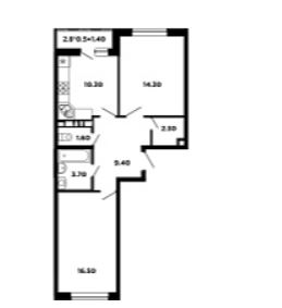 Двухкомнатная в Литер 15