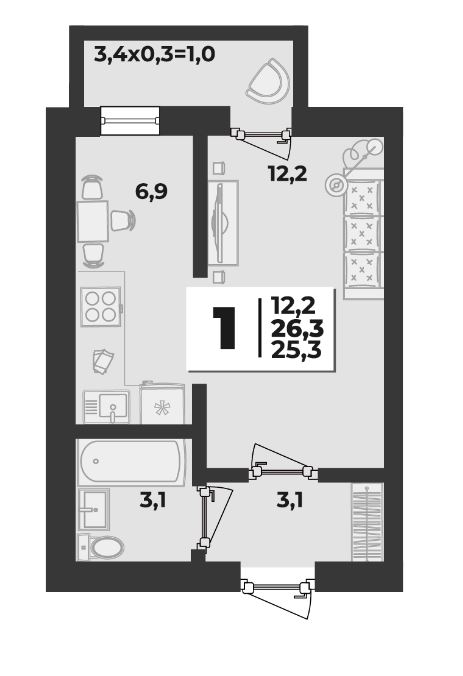 Однокомнатная в Литер 51