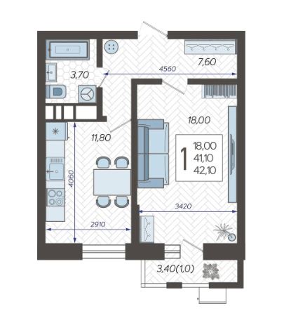 Однокомнатная в Литер 5