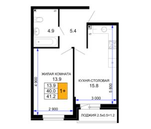 Однокомнатная в Литер 29