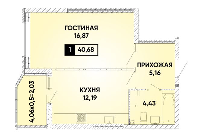 Однокомнатная в Литер 39