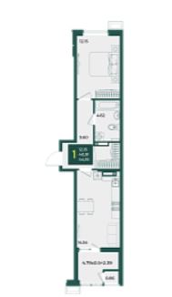 Однокомнатная в Дом 16 очередь 4