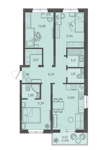 Трехкомнатная в Литер 5 очередь 2 
