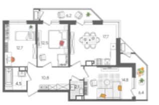 Трехкомнатная в Литер 5