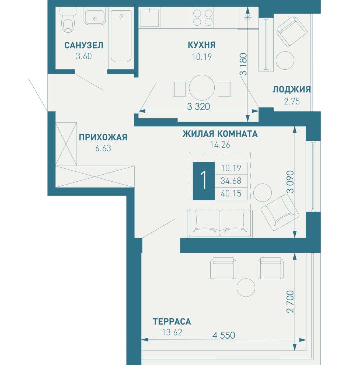 Однокомнатная в Литер 3