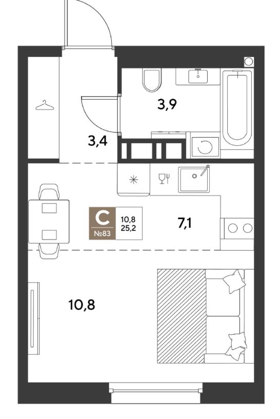 Студия в Литер 15 очередь 1
