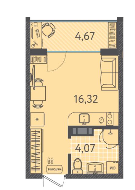 Студия в Литер 7 очередь 2