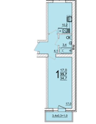 Однокомнатная в Литер 44