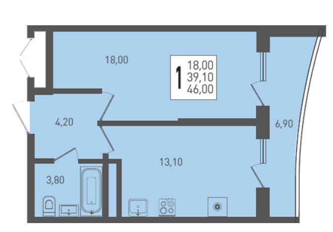 Однокомнатная в Литер 2