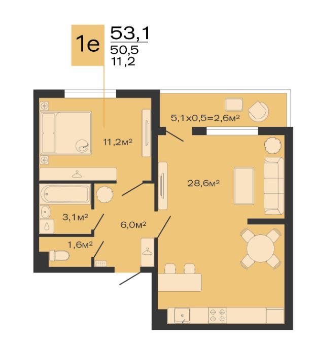 Двухкомнатная в Литер 5