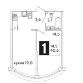 Однокомнатная в Литер 44