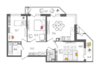 Трехкомнатная в Литер 5