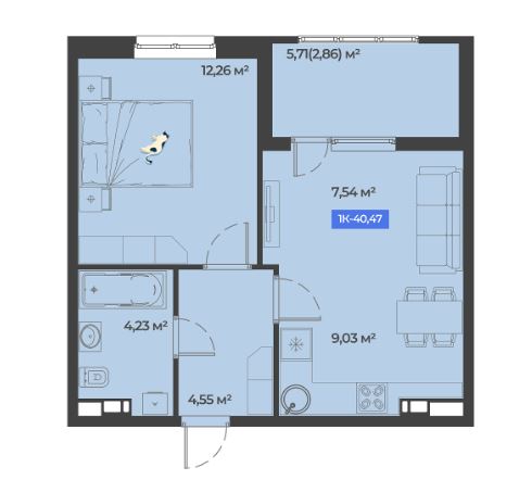 Однокомнатная в Литер 1