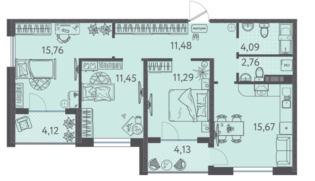 Трехкомнатная в Литер 6 очередь 2