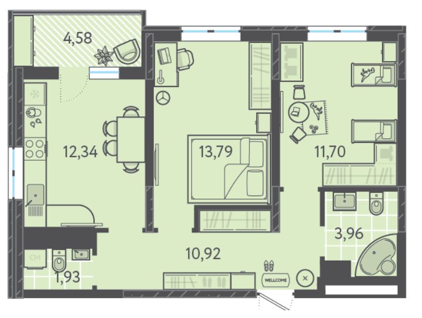 Двухкомнатная в Литер 3 очередь 1