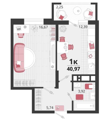 Однокомнатная в Литер 13