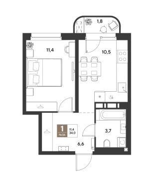 Однокомнатная в Литер 12