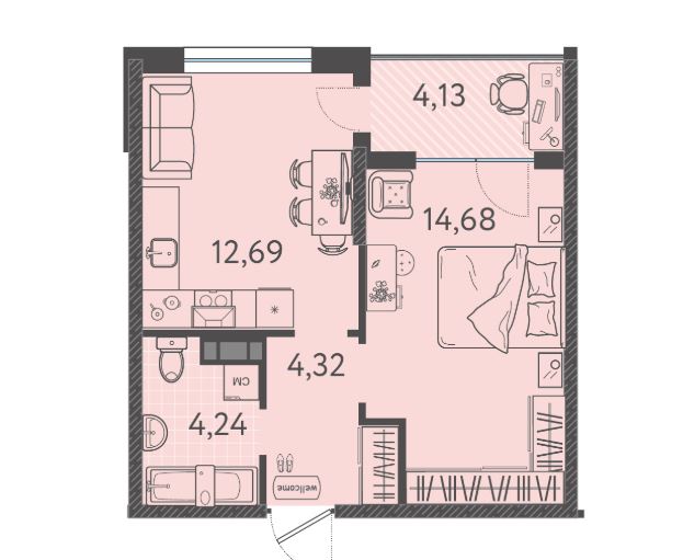 Однокомнатная в Литер 6 очередь 2