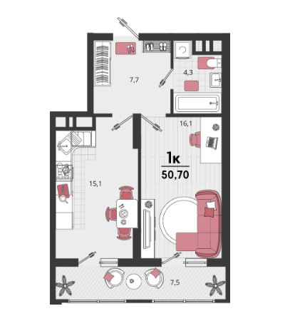 Однокомнатная в Литер 12