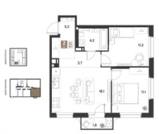 Двухкомнатная в Литер 14