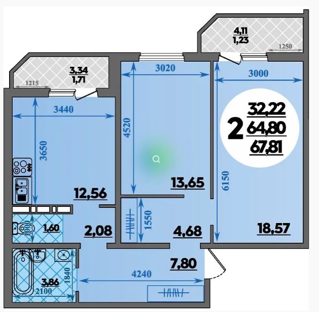 Двухкомнатная в Литер 42
