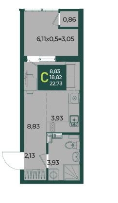 Студия в Дом 2 очередь 2 