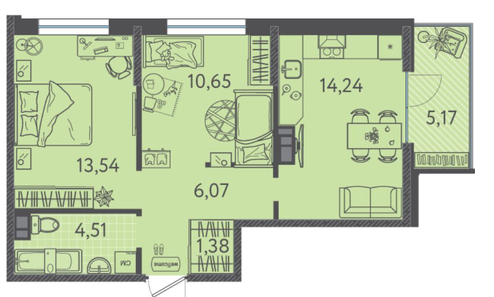 Двухкомнатная в Литер 8 очередь 2