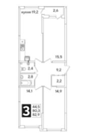 Трехкомнатная в Литер 39