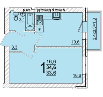 Однокомнатная в Литер 46