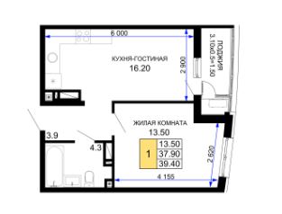 Однокомнатная в Литер 23